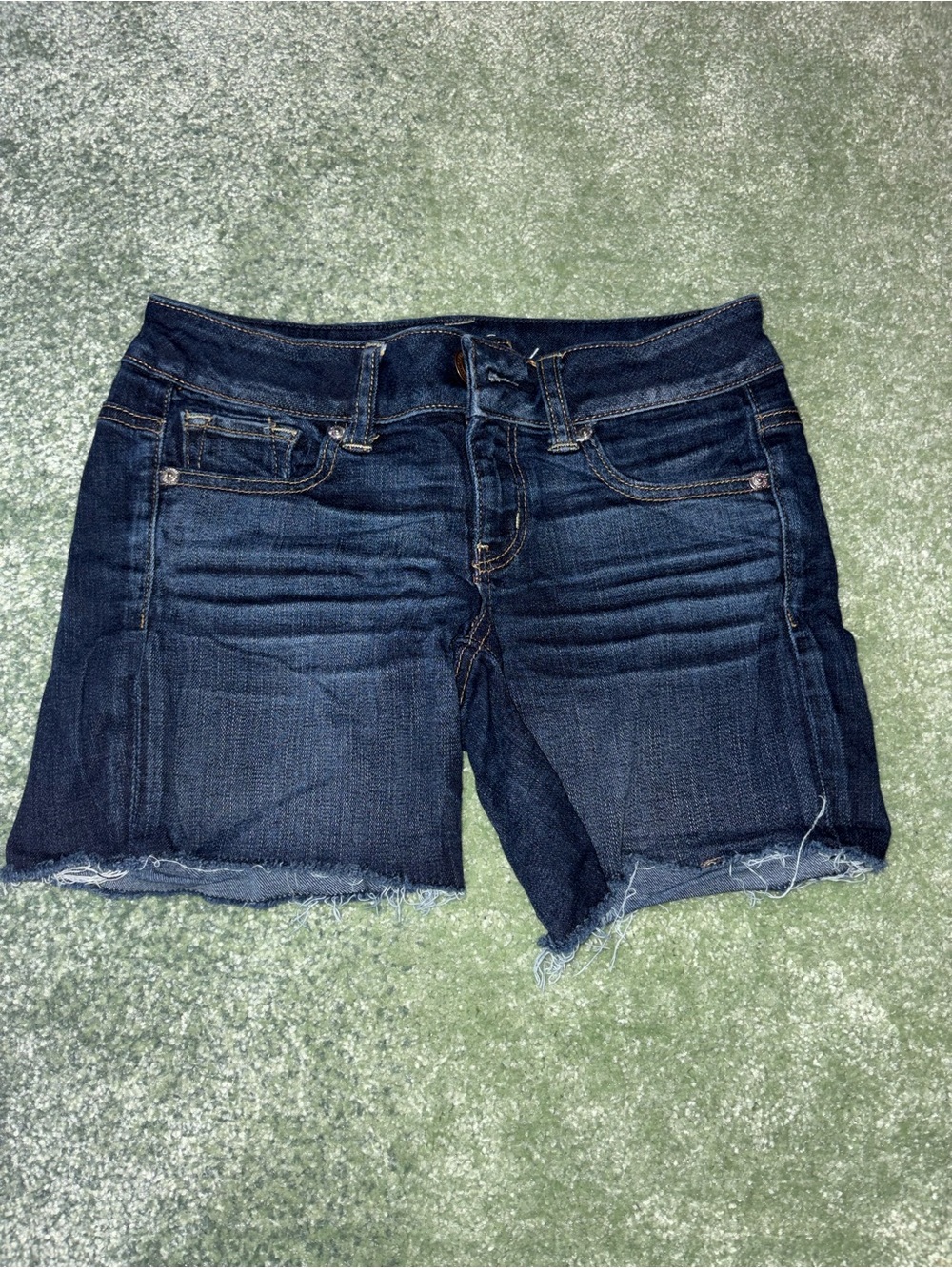 Dark Wash Denim Cutoff Shorts - Raw Hem